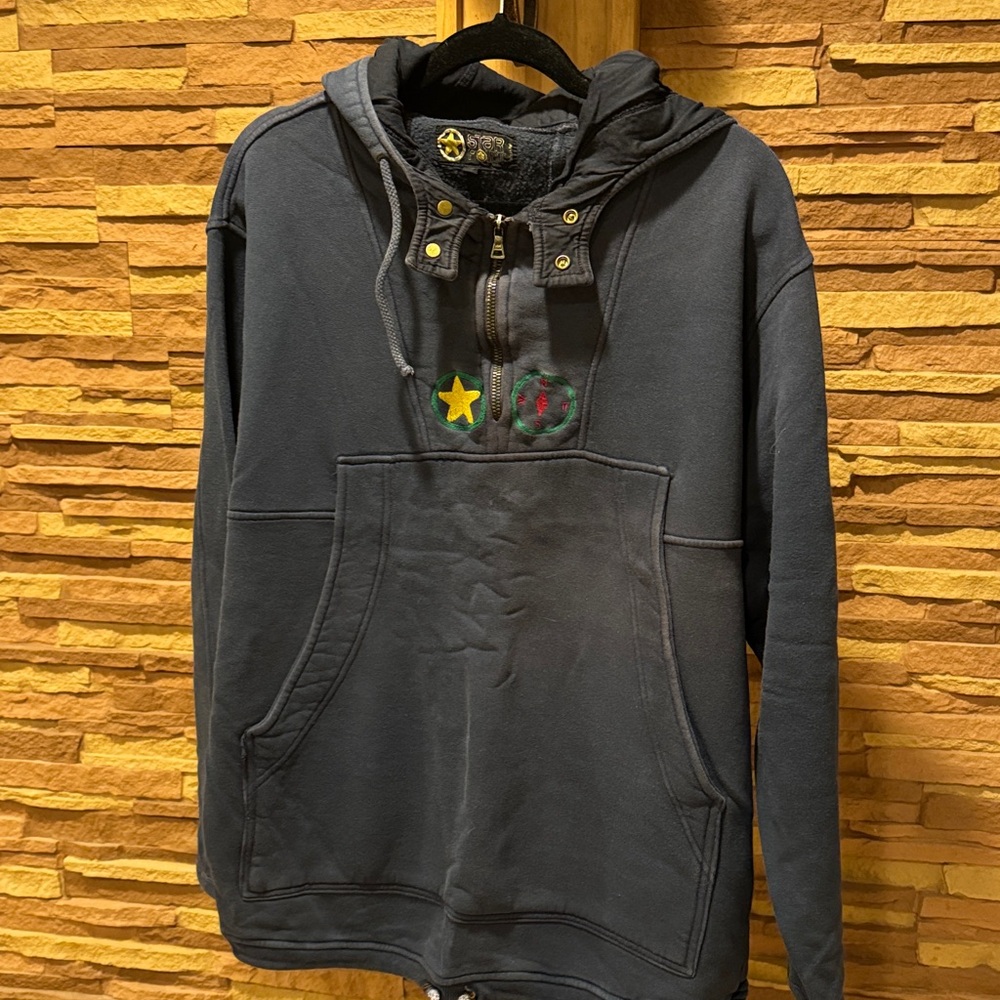 Made in Italy 🇮🇹 Navy hooded Sweatshirt with Embroidered Accents